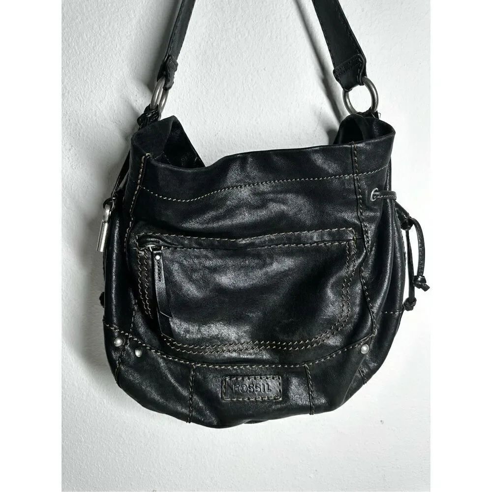 Fossil Leather Shoulder Bag Black 137638 See Description